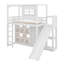 Lit mezzanine en bois avec garde-robe, tablettes de rangement, glissoire et DEL