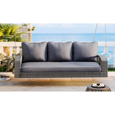 Balancelle de patio grise de 69 po avec coussins et 3 coussins - toutes saisons, à 3 places et confortable pour le jardin