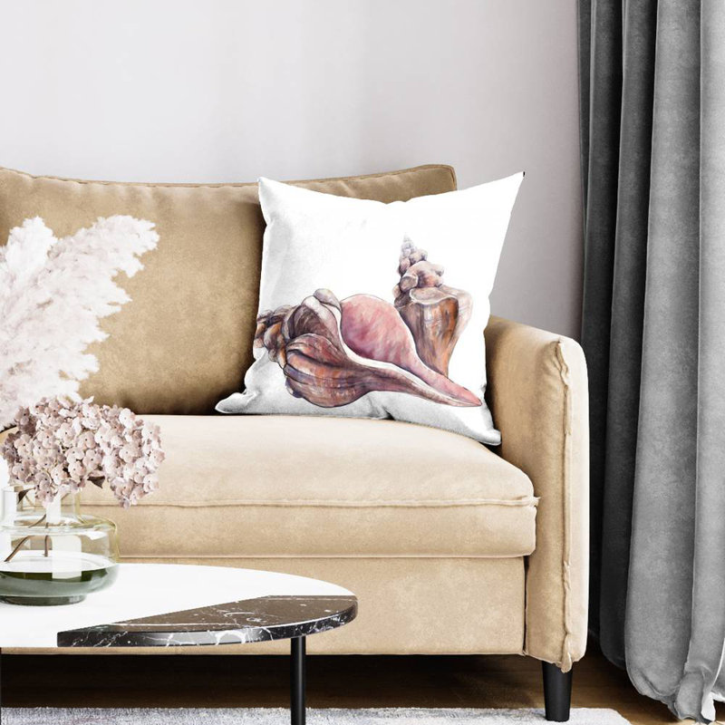 Horse Conch Seashells Throw | Beach Bedroom Decor Poly Twill