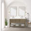 Meuble-lavabo double en chêne gris 60 po X P 22 po D, plateau en marbre de culture et robinet-117971275-117971273