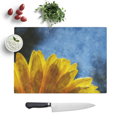 Yellow Daisy Flower Painting Chopping Board