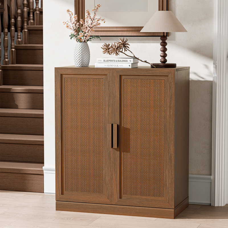 Armoire de rangement d'appoint en bois massif, Noyer, H 36 po x l 31 po x P 16 po