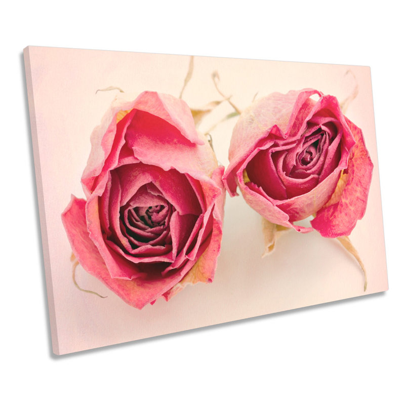 Vintage Pair Of Rose Flowers Floral - Wrapped Canvas Art Prints, 30.5cm H x 45.7cm W x 2cm D