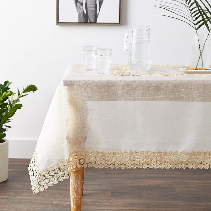 Westman Emroidered Tablecloth, 90" L x 70" W, Ivory