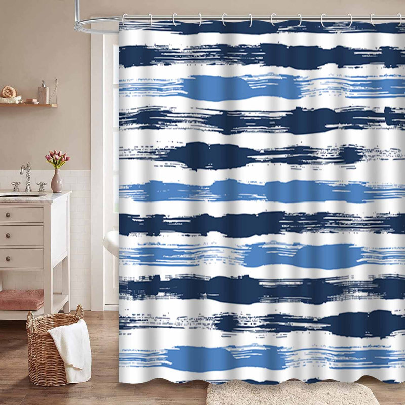 Rideau de douche 12 rayures brossées, L 72 po x l 84 po