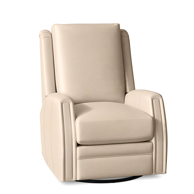 Lockhart Recliner, Swivel Glider with Manual Recline & Inside Release, Alpine Dark Grey Genuine Leather, No Nailhead