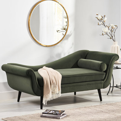 Chaise longue 1 place en velours sauge, 170 cm (L) x 74 cm (P) x 76 cm (H). Créez un espace chaleureux et accueillant dans votre maison. Revêtement en velours sauge, dimensions x 76 cm. Rendez votre intérieur plus confortable et élégant.