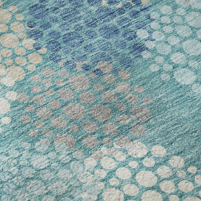 Premium Machine Washable Prisco Teal Rug, Rectangle 9' x 12'