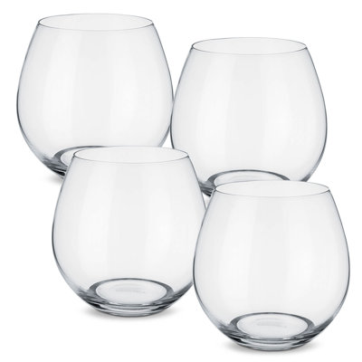 Entrée Set/4 4" Crystal Stemless Wine Glasses