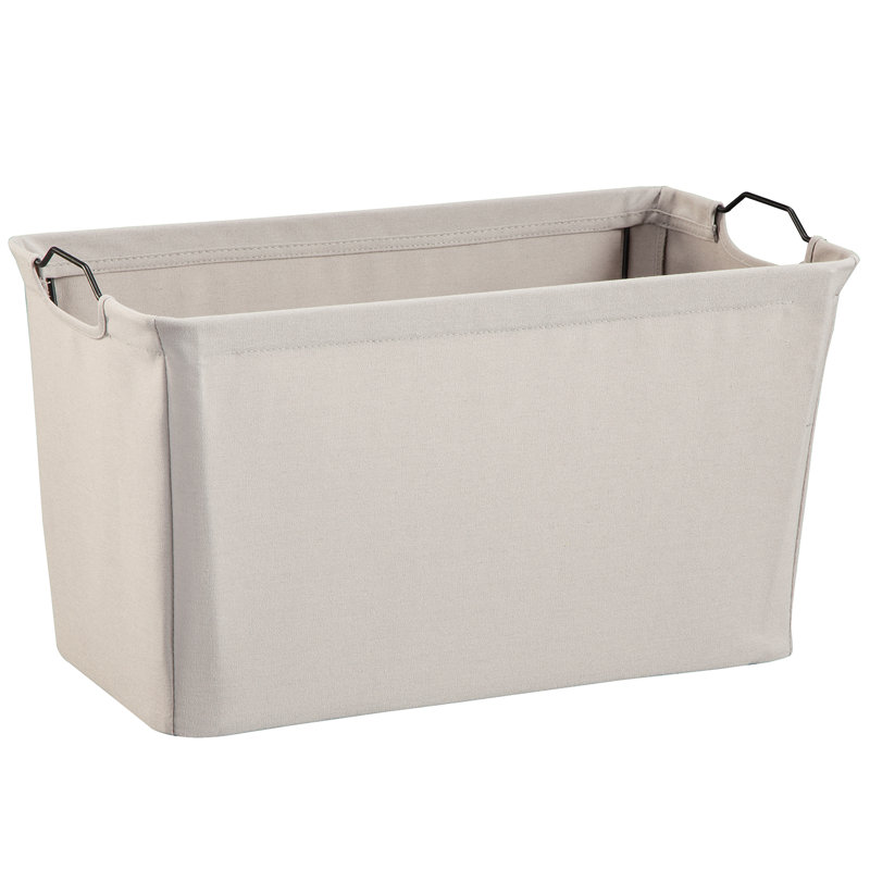 Wire Frame Wide Fabric Bin, Light Gray