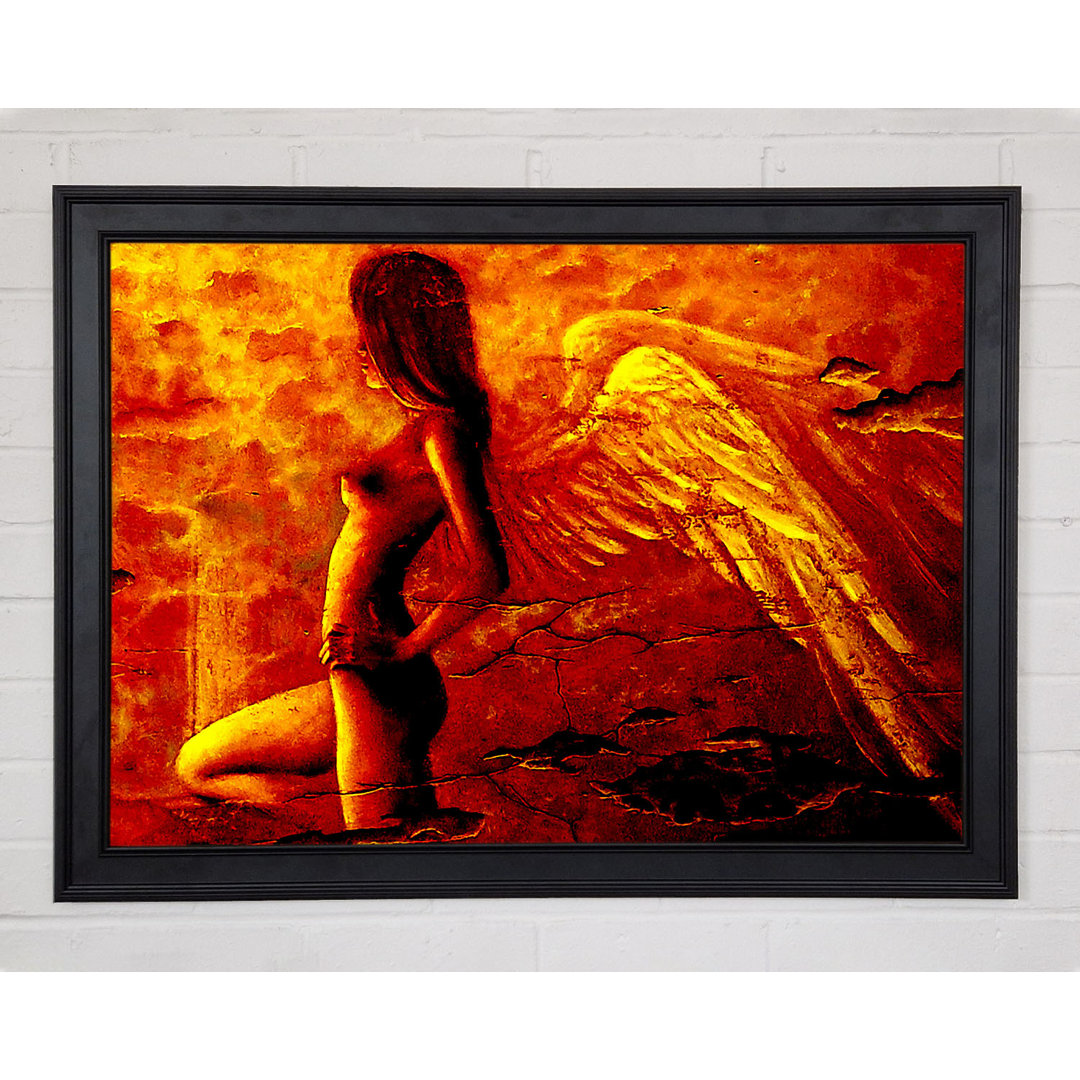 Gerahmtes Leinwandbild Orange Winged Angel