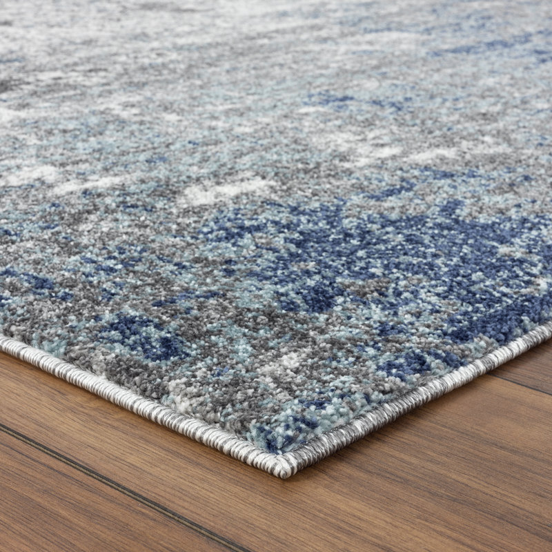 Tapis bleu abstrait Elkhorn, Rectangle 8 pi x 10 pi
