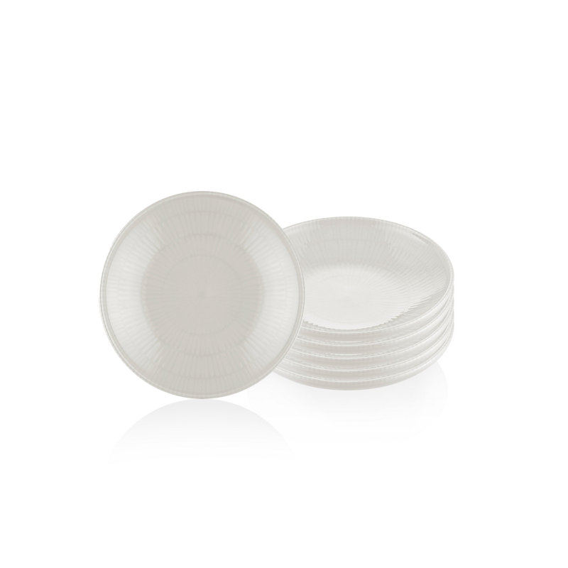 Elegant Ceramic Plate Set (6 Pieces), Cream Color, 7.9 x 7.9 x 1.2 inches | 100% High-Quality Ceramic | Perfect for Dining, Entertaining & Everyday Use, Stylish Design for Modern Table Settings