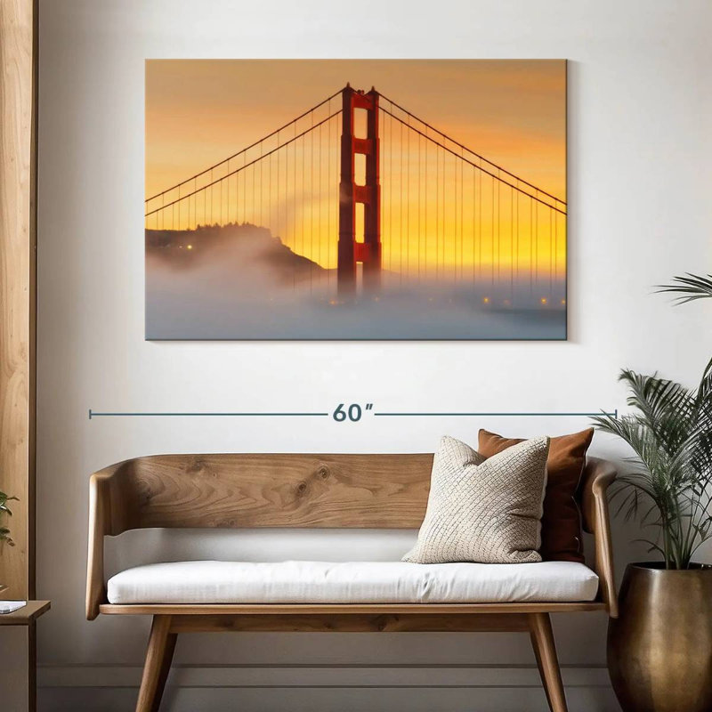 Lilie Golden Gate Bridge Sunset Mist, H 32 po x l 48 po