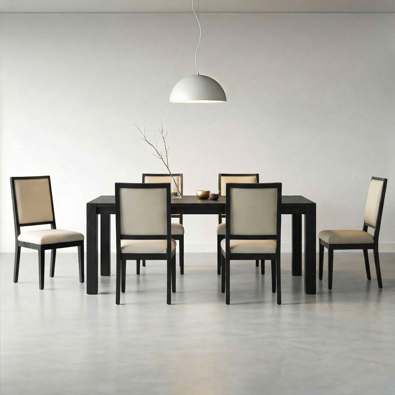Ensemble de salle à manger extensible 7 pièces avec table et chaises Parsons, 7 pièces : table, 6 chaises, Noir