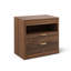 Table de chevet fonctionnelle à 2 tiroirs avec tablette de rangement ouverte, table de chevet polyvalente avec prises de courant intégrées, table de bout avec tablette extensible escamotable, table d'appoint avec rangement peu encombrant