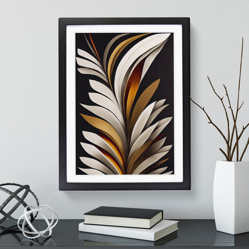 Elegant Feather - Single Picture Frame Print, Black, 64cm H x 46cm W x 2cm D