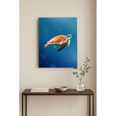 Tortue marine dans l'océan bleu — Portrait en métal