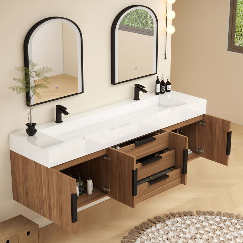 Meuble-lavabo simple mural 72 po Jessica, Bois
