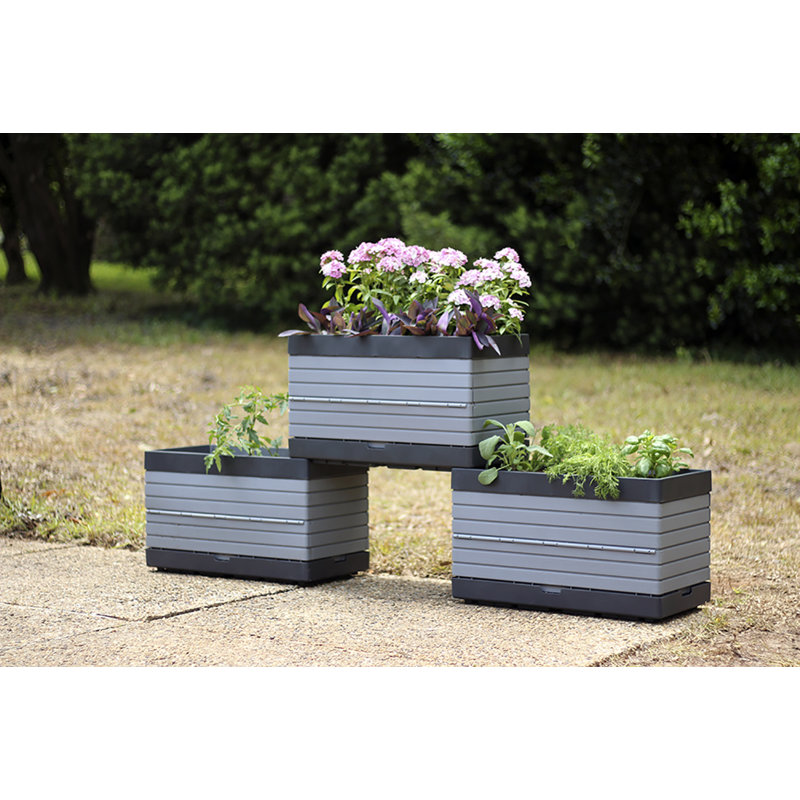 Gray Polypropylene Modular Raised Garden Planter Set