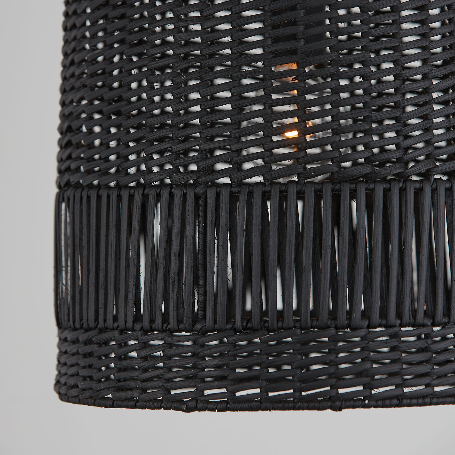 Hasley Single Light Rattan Dimmable Pendant, Black