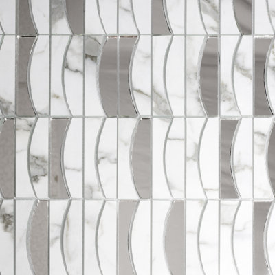Art Deco Mirrored 3" x 3" Glass Mosaic Tile