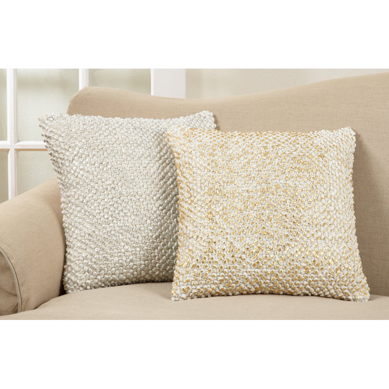 Le Plissement Collection Cotton Throw Pillow, Gold