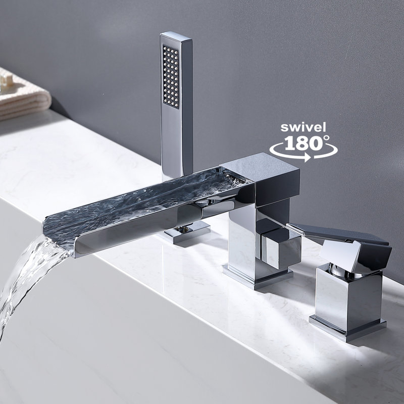 1 Handle Deck Waterfall Faucet with Diverter, Chrome