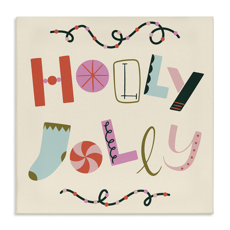 Holly Jolly, toile éclectique des Fêtes, design par Sazerelli Designs, 30" H x 30" W