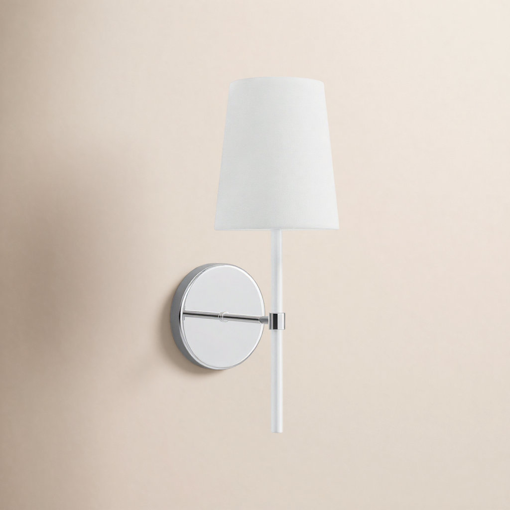 Single Light Dimmable Armed Sconce, Polished Nickel GW