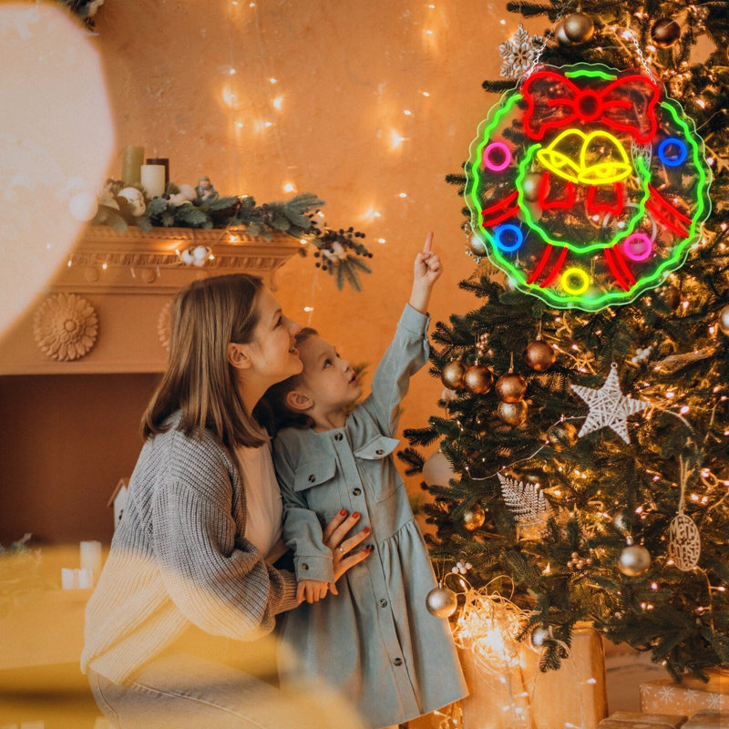 Enseigne lumineuse de Noël couronne de Noël