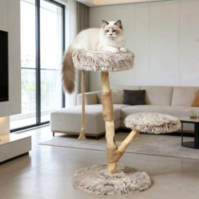 Arbre à chat, arbre à chat pour chats d'intérieur avec poteaux à griffer en bois
