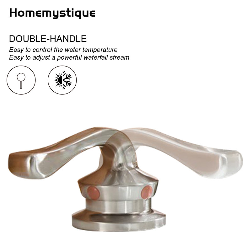 Widespread Single-handle Bathroom Faucet with Drain Assembly, Brushed Nickel
