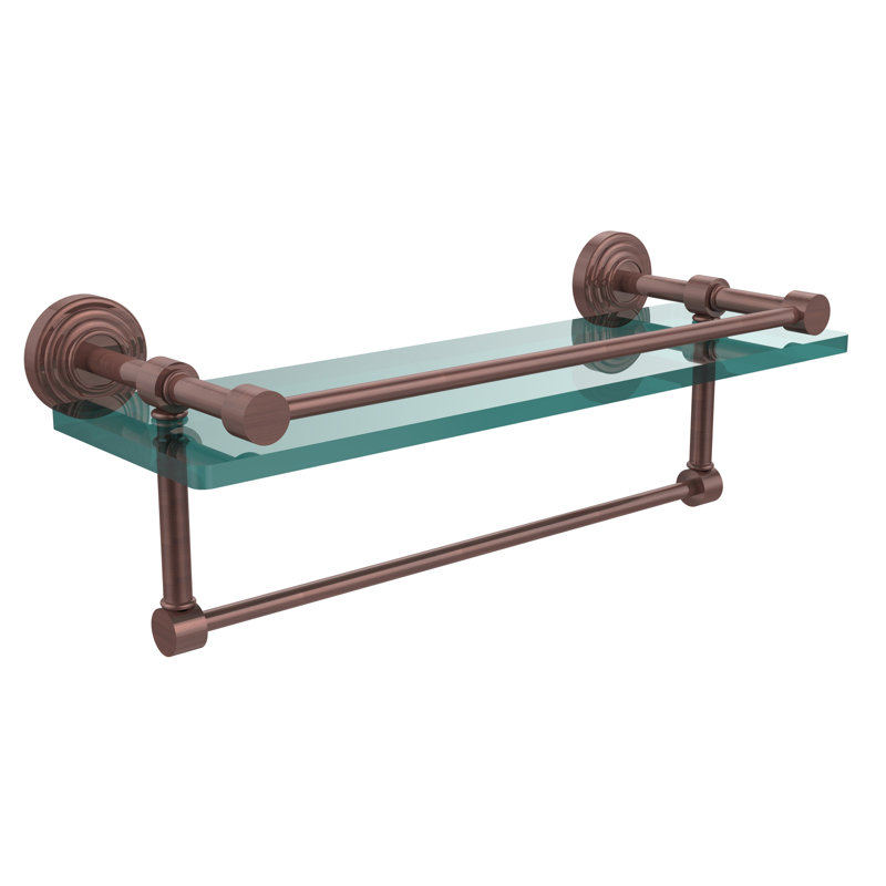 Beresford Bracket Shelf with Towel Bar, Antique Copper, 5" H x 22" W x 5" D