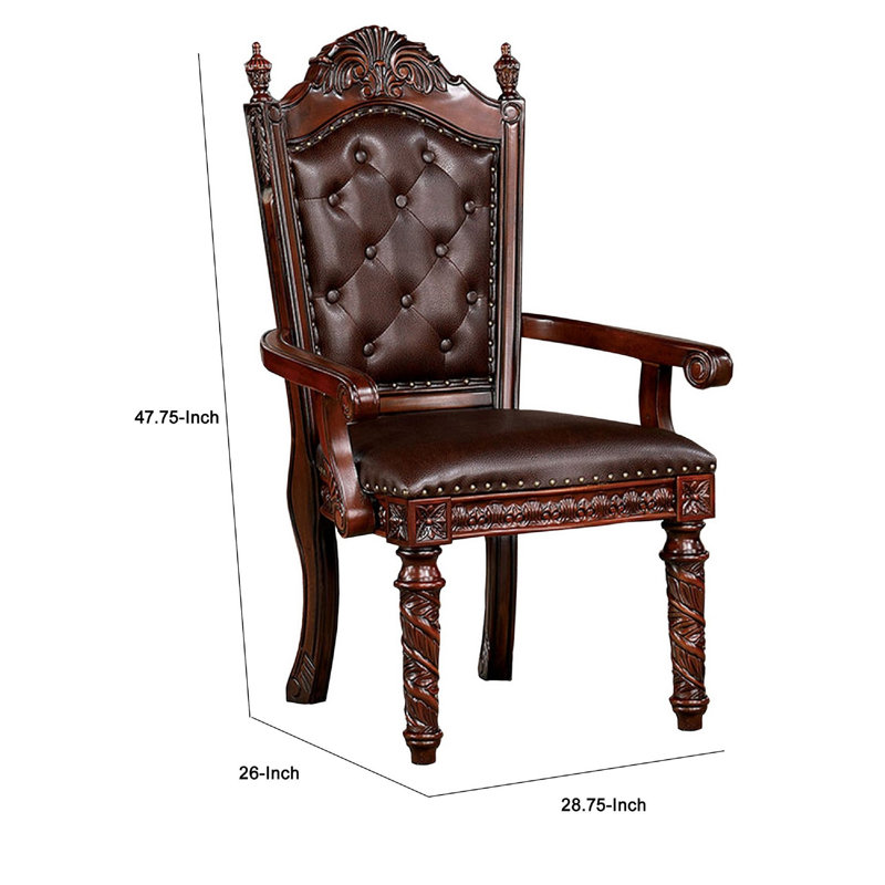 Chaise avec accoudoirs à dossier Queen Anne brun Amiyrah