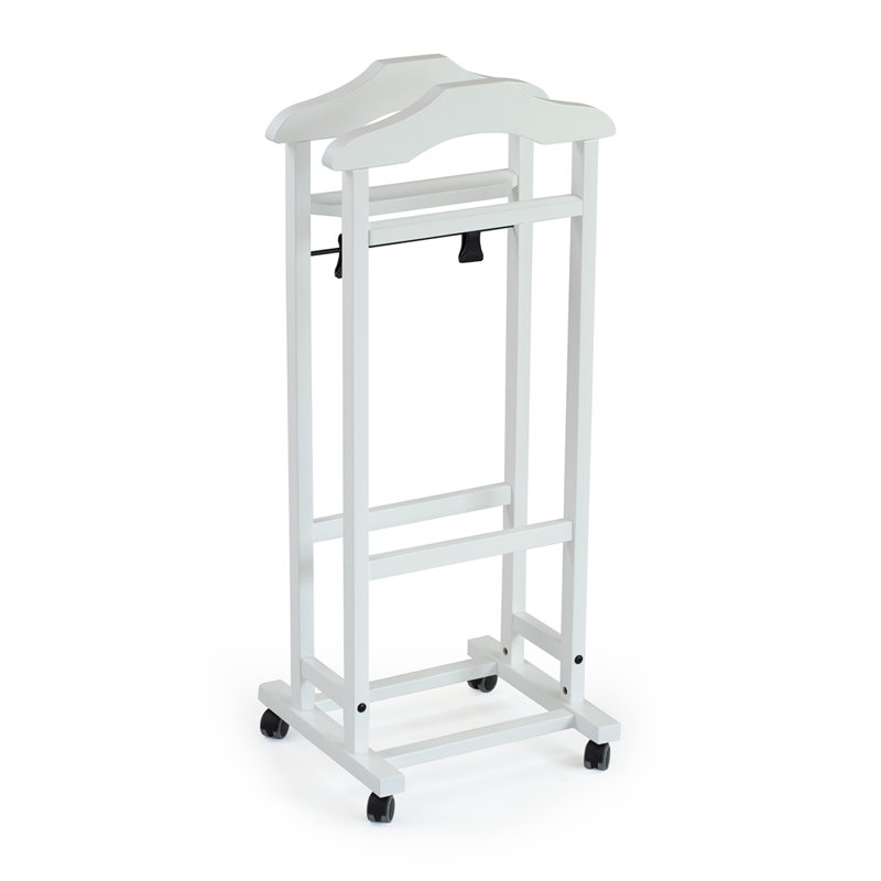 Hobner Solid Wood Freestanding Valet Stand, White