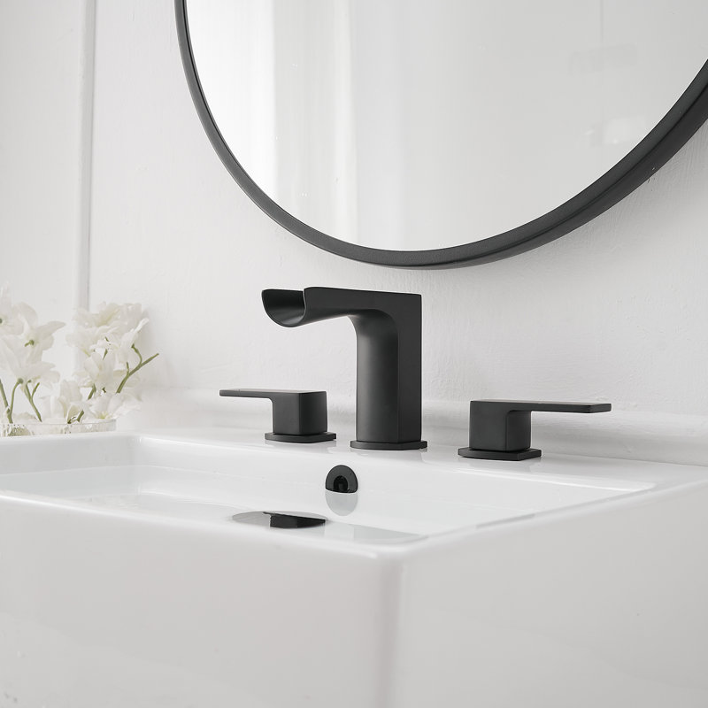 Widespread 2-handle Bathroom Faucet with Drain Assembly, Matte Black