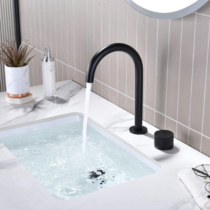 Circular X One Handle Two Holes Bathroom Vanity Sink Faucet with Drain, Matte Black
