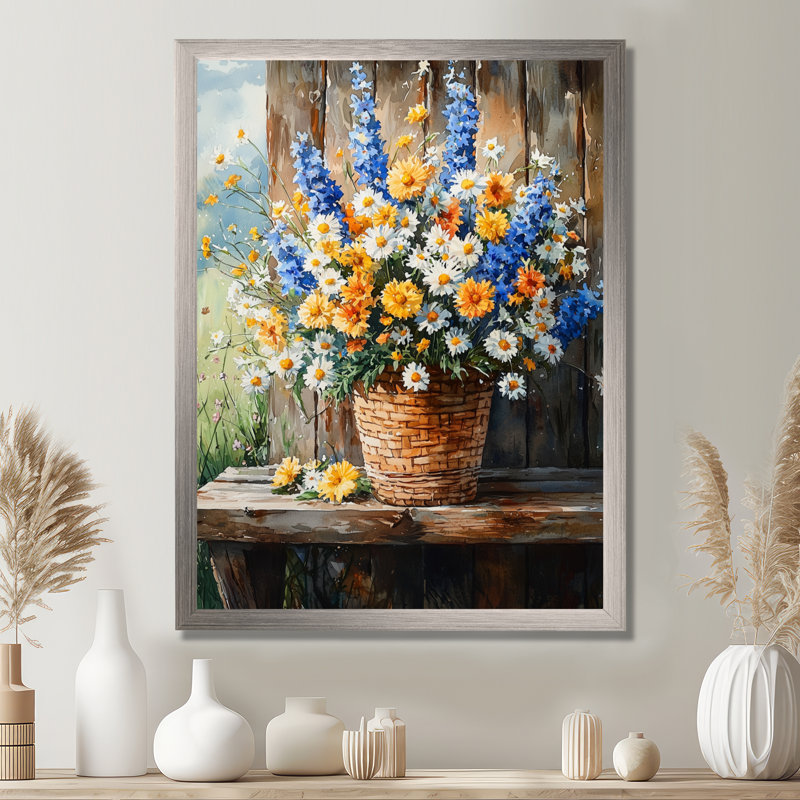 Wilkinson - reproduction d'art sur toile florale, Argent argent, H 20 po x l 12 po, Reproduction encadrée d'une seule photo
