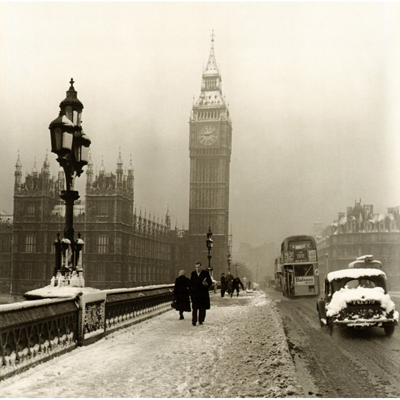 Big Ben-Winter à Londres, vers 1955, H 20 po x l 20 po