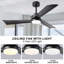 Ventilateur de plafond de 52 pouces avec lumière, ventilateur de plafond moderne à intensité variable avec 3 pales réversibles, télécommandes, pour le patio intérieur / extérieur salon, noir