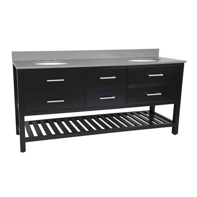 Ensemble de meuble-lavabo double l 72 po x P 22 po x H 34 po, Chêne clair