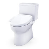 TOTO Glaston WASHLET+ S2 Two-Piece Elongated 1.28 GPF Universal Height Toilet with CEFIONTECT, Cotton White - MW4723346CEFG#01