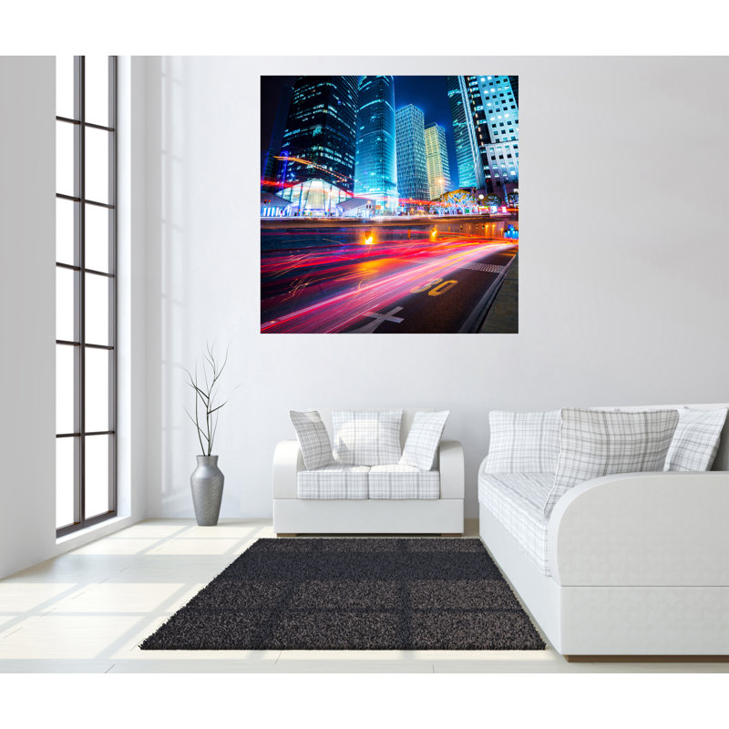 Art mural en verre trempé sans cadre City Lights - 50 po x 50 po