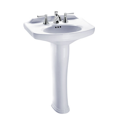 TOTO® Dartmouth® Rectangular Pedestal Bathroom Sink with Arched Front for 8 Inch Centre Faucets, Cotton White