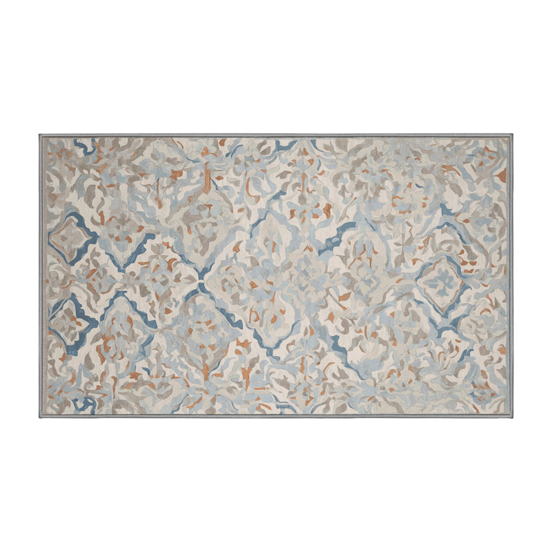 Machine Washable Gray Area Rug, Rectangle 2' x 3'