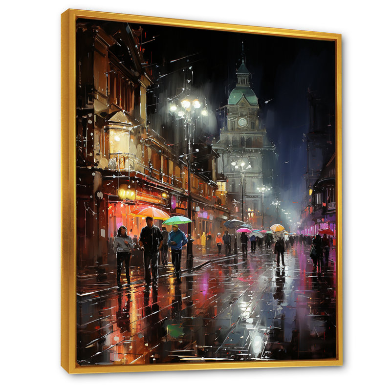 Art urbain jaune, art urbain de Broadway, Cadre flottant doré, H 44 po x l 34 po x P 1,5 po