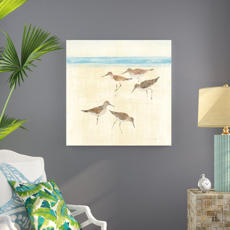 «Sandpipers Square II Blue» par Avery Tillmon - reproduction d'art sur toile tendue, H 36 po x l 36 po