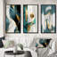 «Pirouette in Turquoise Retro Minimalisme I», ensemble de 3 pièces sur toile-833861162-833861158