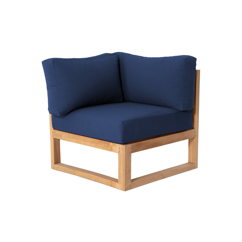 Méridienne d'extérieur en teck Predestin, Sunbrella bleu marine